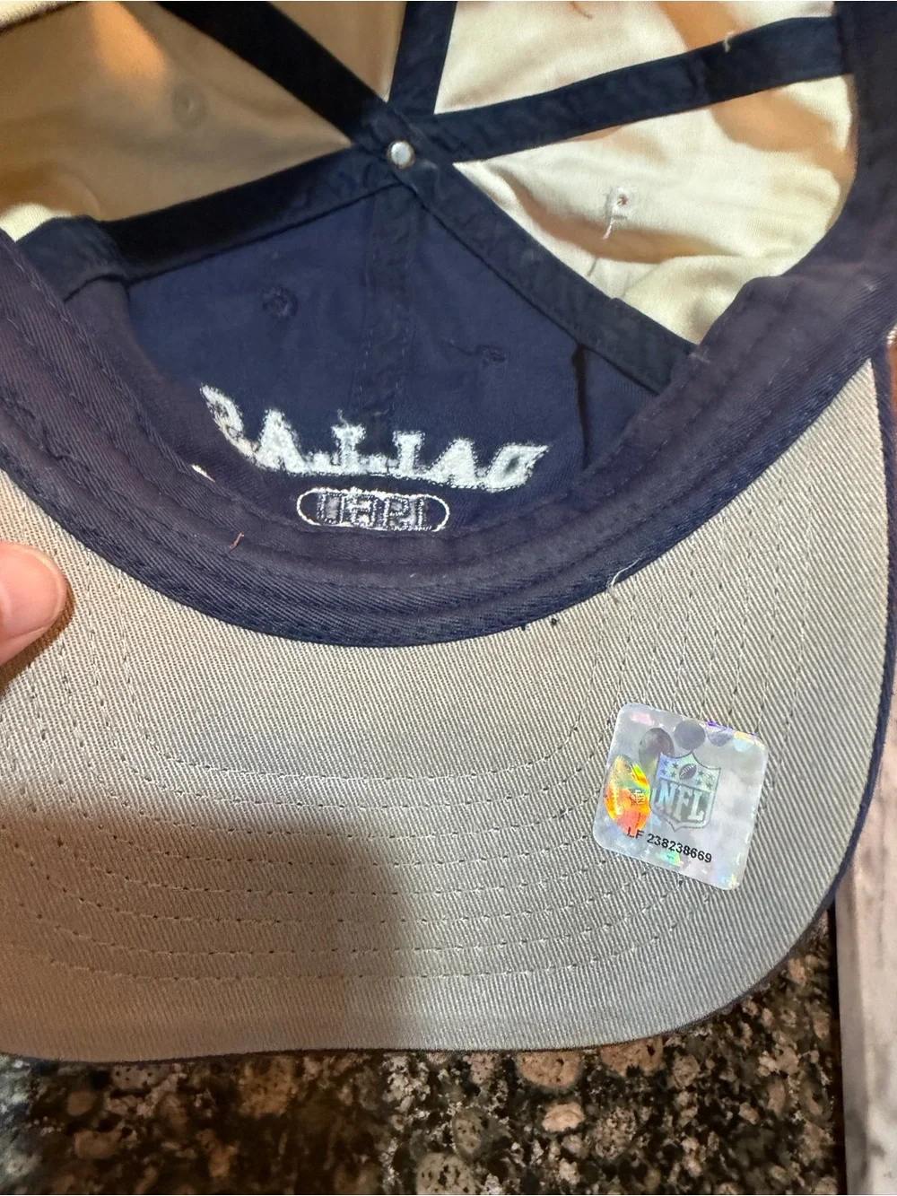 NFL Two-Tone Baseball Cap in Navy and Tan